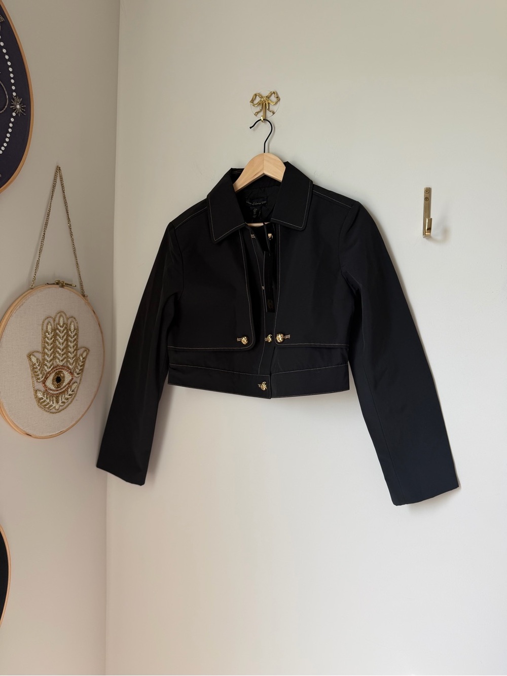 House of Harlow 1960 Black Cropped jacket with Gold Buttons